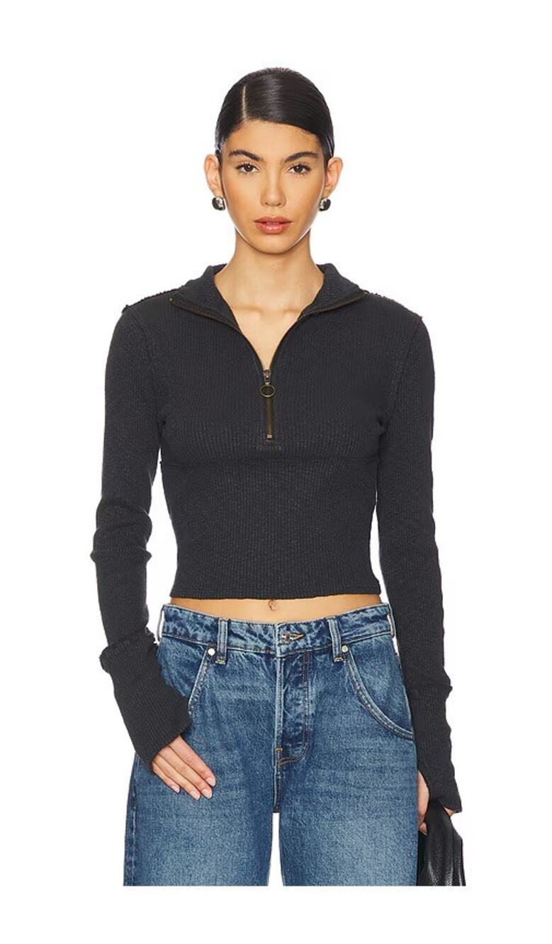 Free People We The Free Midnight 1/2 Zip Sweater Top
